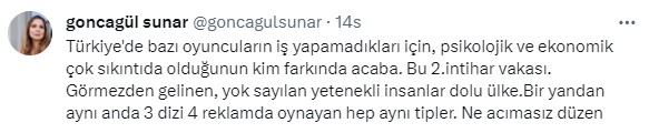 Oyuncu Goncagül Sunar, 10 gün içinde 2 meslektaşının ölmesine veryansın etti: İşsiz kalıyorlar