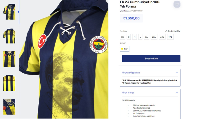 Fenerbahçe, Cumhuriyet'in 100. yılına özel forma çıkardı! Yoğunluktan Fenerium'un sitesi çöktü