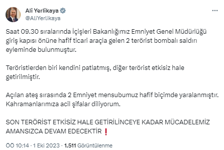 Ankara'daki saldırı girişiminde teröristin kendini patlattığı an kamerada