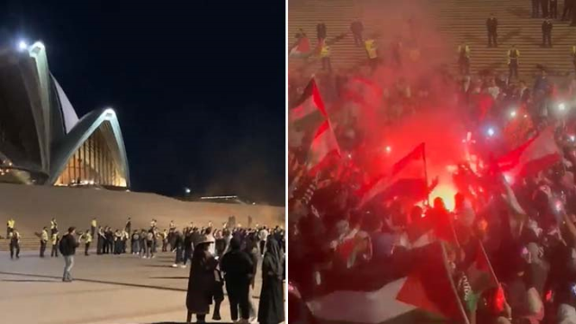 Sydney Opera Binası'nın İsrail bayrağı renkleriyle aydınlatılması protesto edildi