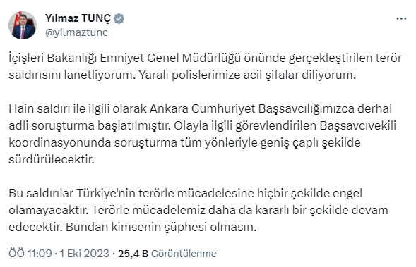 Adalet Bakanı Tunç: Soruşturma tüm yönleriyle geniş çaplı şekilde sürdürülecek