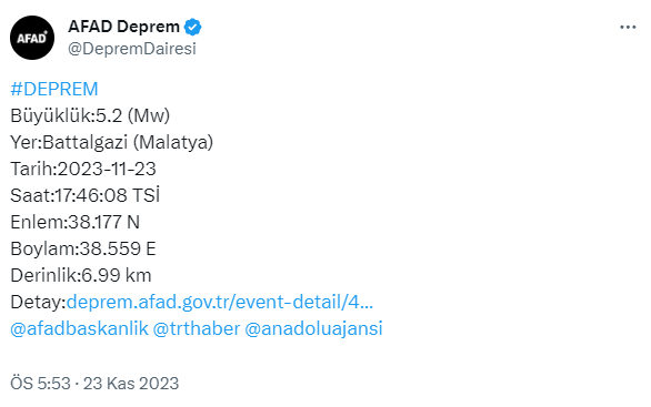 Malatya'da 5.2 şiddetinde deprem! Sarsıntı çevre illerden de hissedildi