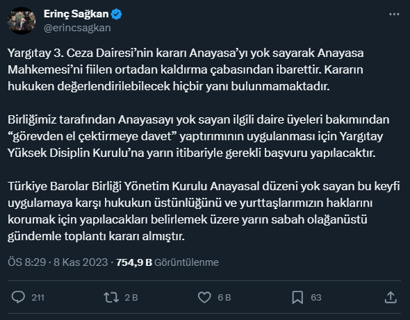 Yargıtay'ın AYM üyelerine suç duyurusunda bulunmasına siyasilerden peş peşe tepki geldi