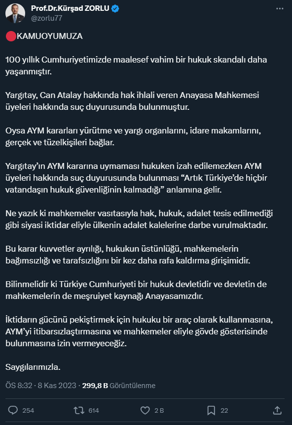 Yargıtay'ın AYM üyelerine suç duyurusunda bulunmasına siyasilerden peş peşe tepki geldi