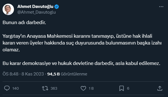 Yargıtay'ın AYM üyelerine suç duyurusunda bulunmasına siyasilerden peş peşe tepki geldi