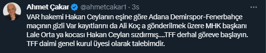 Hakem istifası sonrası Ahmet Çakar'dan TFF'ye sert çıkış: Konuşursa Susurluk Skandalı'ndan beter olur