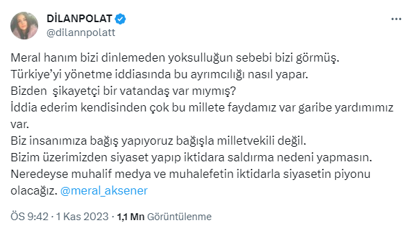 Gözaltındaki Dilan Polat'tan Akşener'e tepki: Bizim üzerimizden siyaset yapıp iktidara saldırma nedeni yapmasın