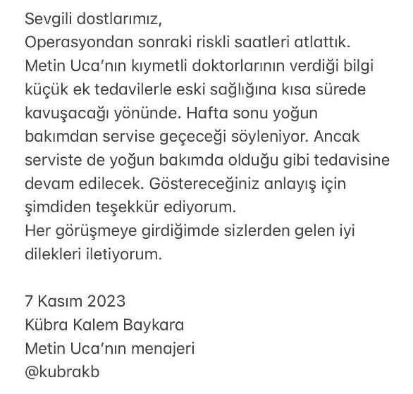 Kaza sonrası acil ameliyata alınan Metin Uca'dan sevindiren gelişme: Hafta sonu normal odaya alınabilir