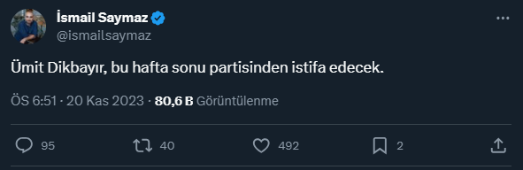 Partisinden kesin ihraç talebiyle disipline sevk edilen İYİ Parti Sakarya Milletvekili Ümit Dikbayır istifa edecek