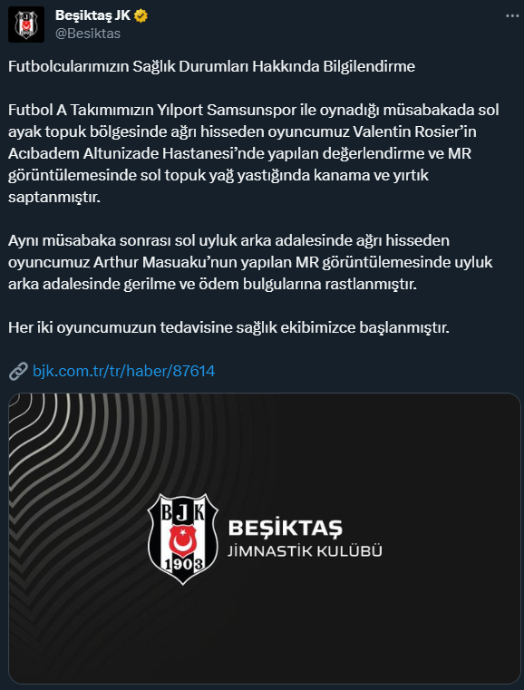 Beşiktaş, Rosier ve Masuaku'nun sakatlıklarını açıkladı