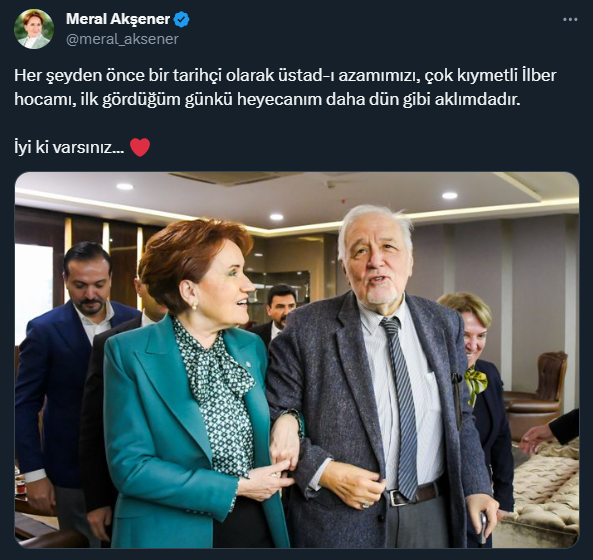 İlber Ortaylı'nın nezaketi karşısında mahçup olan Akşener, birden koşmaya başladı