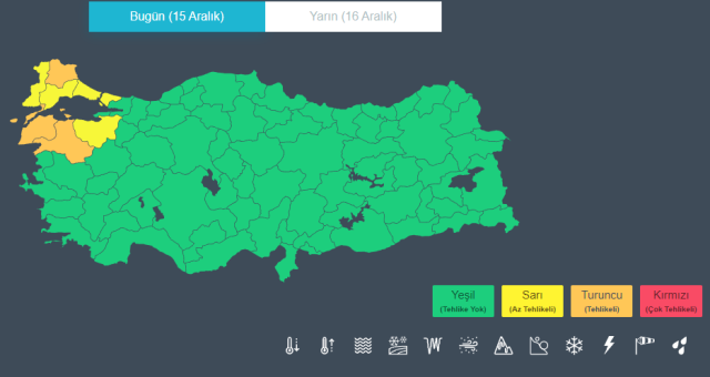 Meteoroloji'den 7 il için sarı ve turuncu uyarı