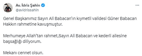 Bir ay içinde iki büyük acı! Ali Babacan, babasının ardından şimdi de annesini kaybetti