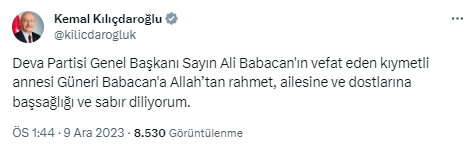 Bir ay içinde iki büyük acı! Ali Babacan, babasının ardından şimdi de annesini kaybetti