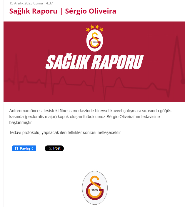 Galatasaray'da deprem! Yıldız futbolcunun göğüs kası koptu