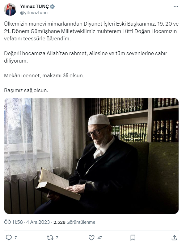 Eski Diyanet İşleri Başkanı Lütfi Doğan hayatını kaybetti