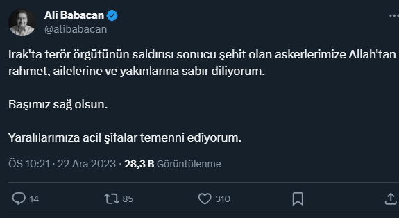 Şehitler için siyasilerden peş peşe taziye mesajları