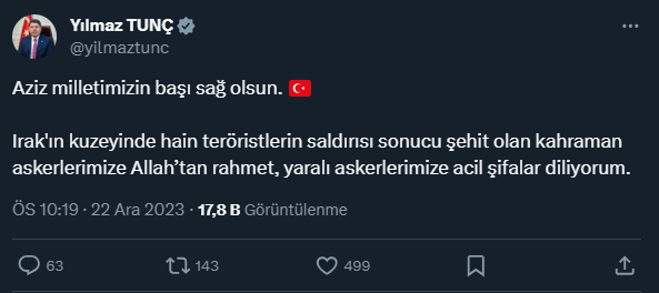 Şehitler için siyasilerden peş peşe taziye mesajları