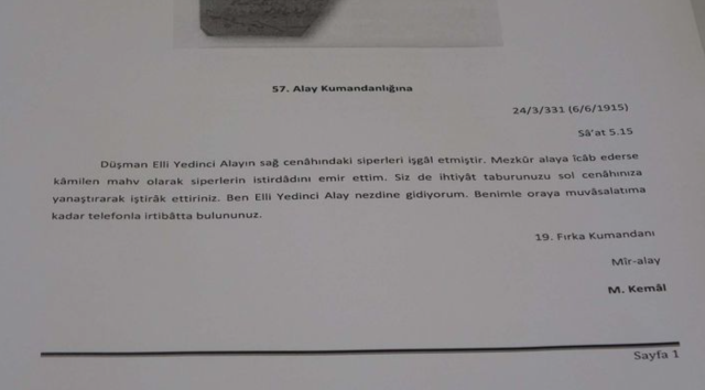 Atatürk'ün 57. Alay'a verdiği emir deşifre edildi