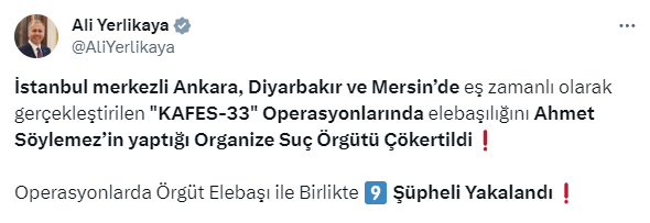 Elebaşılığını Ahmet Söylemez'in yaptığı organize suç örgütü çökertildi