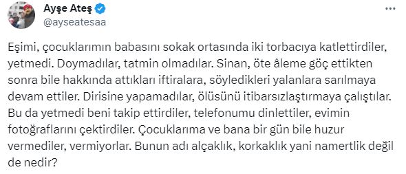 Sinan Ateş'in eşinden Akşener'e destek: Beni takip ettiler, evimin fotoğraflarını çektirdiler