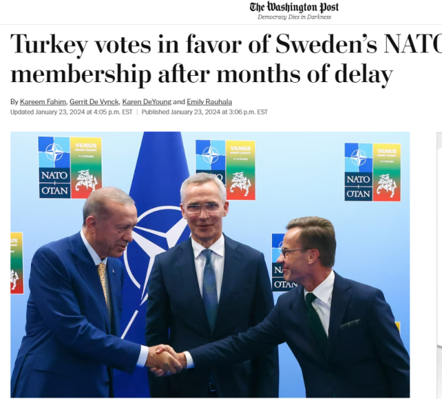 İsveç'in NATO'ya katılımına onay veren TBMM'nin kararı dünya basınında