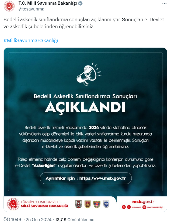 Bedelli askerlik yerleri açıklandı