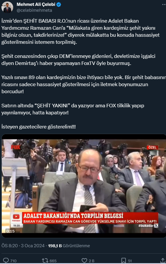 Adalet Bakan Yardımcısı Ramazan Can'la ilgili torpil iddiası! Mehmet Ali Çelebi'den de yanıt gecikmedi