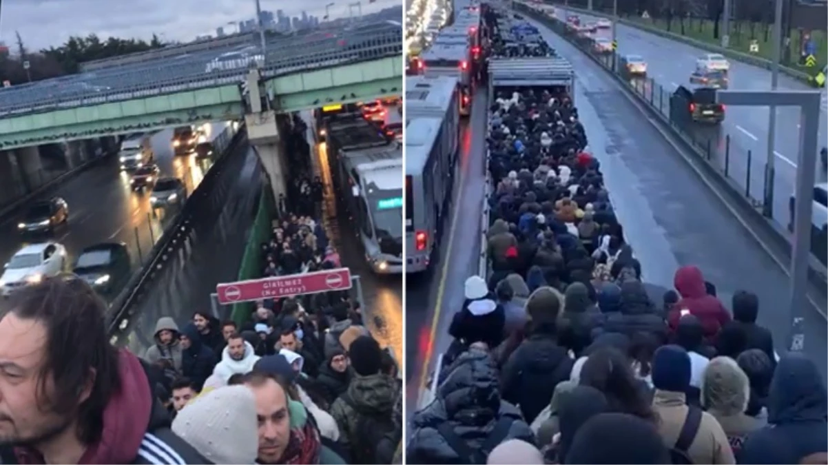 Metrobüs durağında insan seli! Adım bile atamadılar