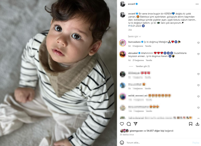 Fahriye Evcen, küçük oğlu Kerem'in yüzünü ilk kez gösterdi