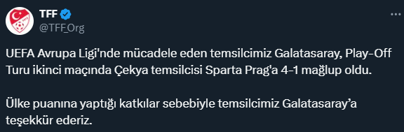 Maç biter bitmez paylaştılar! TFF'den Galatasaray'a moral mesajı