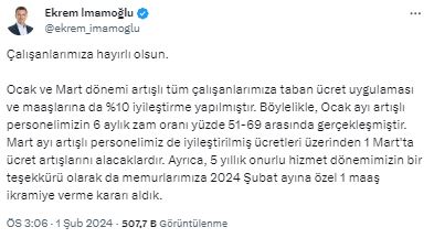 İmamoğlu İBB çalışanlarına zam ve ikramiyeyi duyurdu