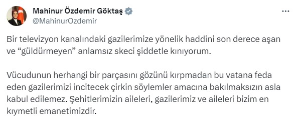 Aile ve Sosyal Hizmetler Bakanı Göktaş, gazilere yönelik yapılan skece sert tepki: Güldürmeyen şaka