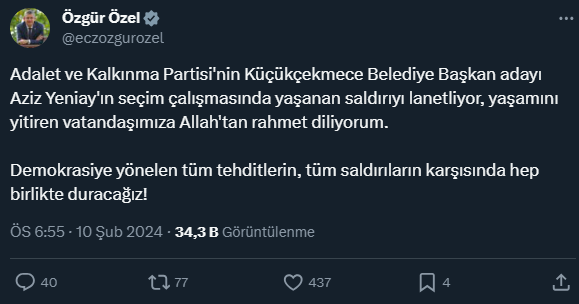 Küçükçekmece'de AK Parti'nin seçim çalışmasına düzenlenen silahlı saldırıya siyasilerden kınama