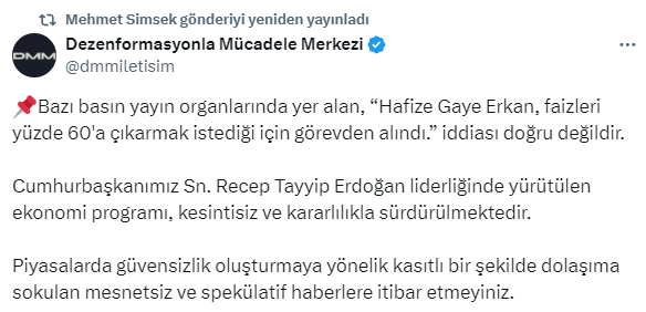 Gaye Erkan'ın istifasının arkasında yüksek faiz kararı mı var? İletişim Başkanlığı iddiaya sessiz kalmadı