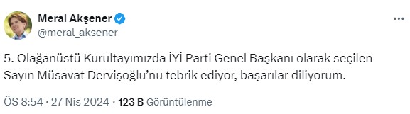 İYİ Parti'nin yeni genel başkanı Müsavat Dervişoğlu oldu