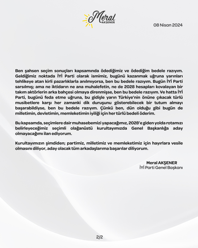 Kurultay için kararını verdi: İYİ Parti'de Meral Akşener dönemi kapanıyor