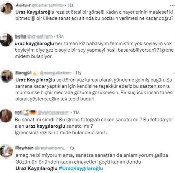 Sevgilisinin sergisi için kamera karşısına geçen Uraz Kaygılaroğlu, pozlarından dolayı linç ediliyor