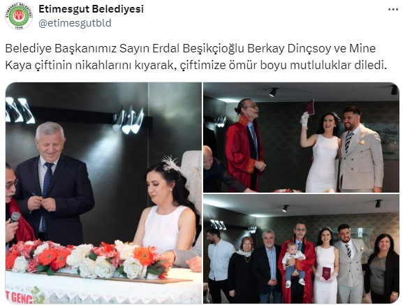 Erdal Beşikçioğlu, belediye başkanı olarak ilk nikahını kıydı