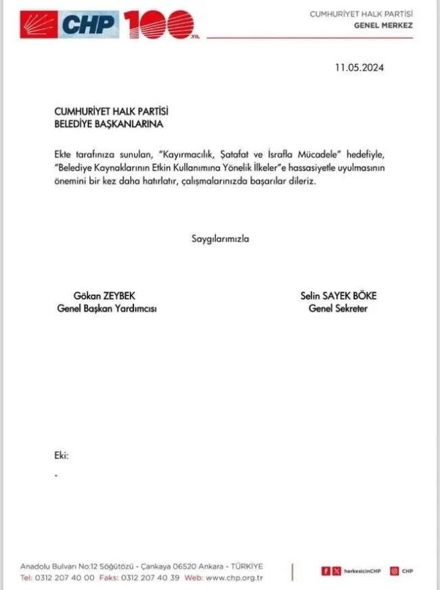 CHP'den belediyelere kayırmacılık ve şatafatla mücadele genelgesi